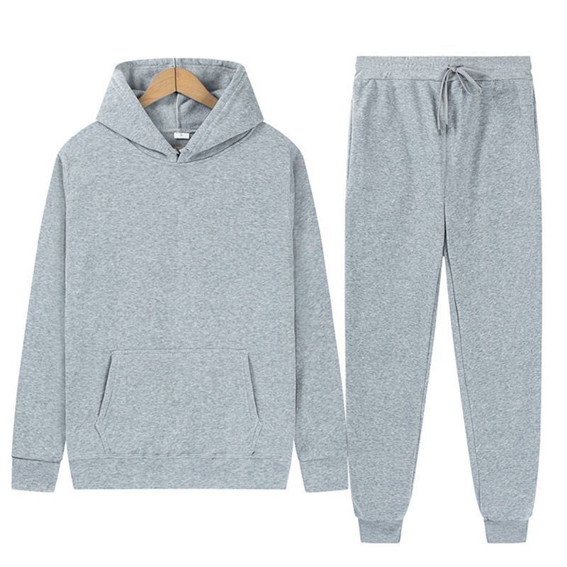 Cross-border Men's And Women's Thin Hooded Casual Sports Suit, Threaded Sweater, Sweatpants, Two-piece Set, No Fleece Set._voghion.com