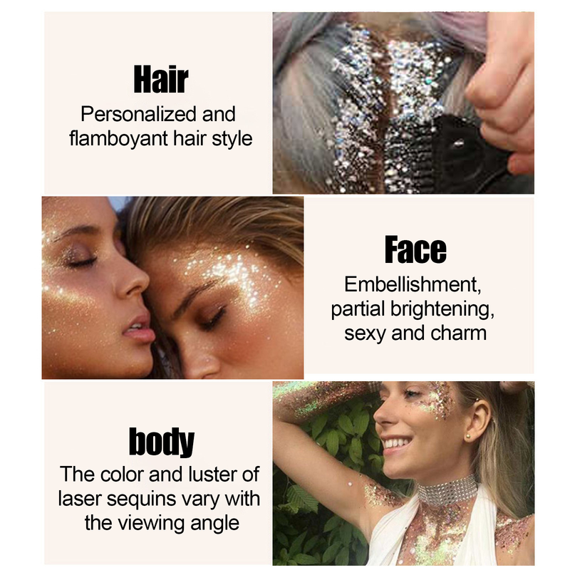 gel EELHOE sequin set makeup fish scale sequin gel glitter stage performance eye shadow makeup props_voghion.com