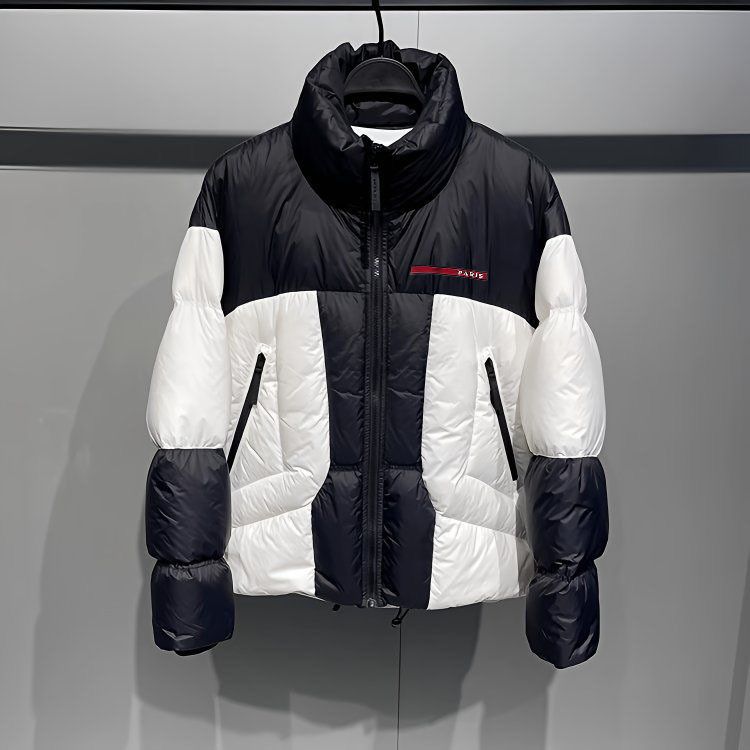Veste matelassée courte et élégante à col montant pour homme - Mélange de polyester léger, coupe ajustée, fermeture éclair sur le devant, tenue urbaine décontractée pour l'automne et l'hiver_voghion.com
