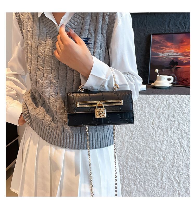 Women's Stylish And Versatile Small Square Shoulder Bag - Crossbody & Handheld For Daily Use, PU Leather With Alligator Texture, Magnetic Closure_voghion.com