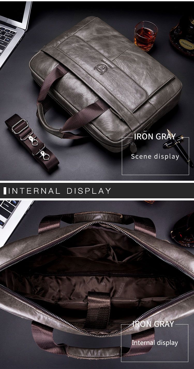 Borsa da lavoro in vera pelle da uomo alla moda, in pelle bovina, con tracolla per computer portatile e primo strato di pelle bovina_voghion.com