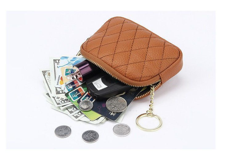 2025 Kompakte tragbare Geldbörse für Frauen Neue Mode Weiches Leder Schlüssel Münztüte Gesteppte kleine Brieftasche_voghion.com