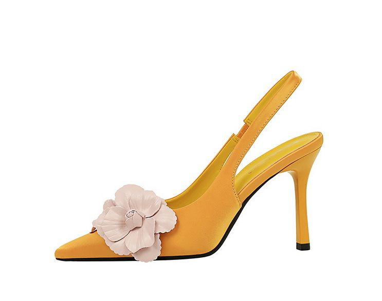 Elegante High Heels mit floralem Muster und spitzer Spitze und offenem Riemen auf der Rückseite – Damenschuhe für Bankette und besondere Anlässe, flache Einzelschuhe_voghion.com