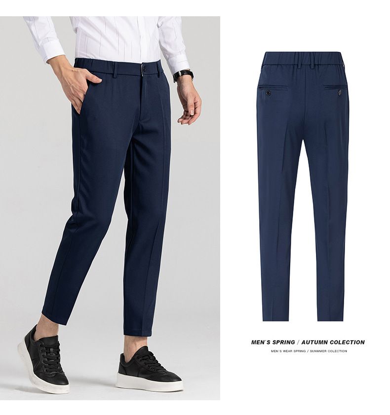 Herrenbekleidung Vier Jahreszeiten Neun Punkte Hose Herren Elastische Taille Bequeme Allgleiches Freizeithose Herren Südostasien Mode Einfache Hose Herren_voghion.com