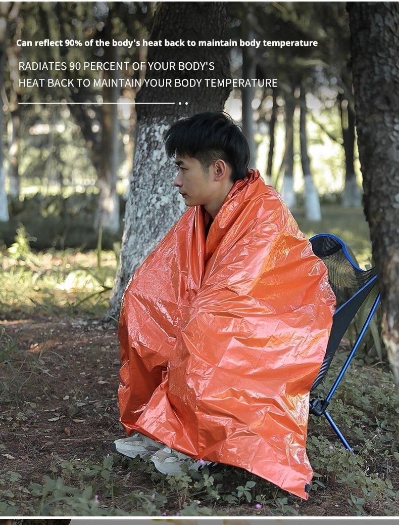 Pellicola in alluminio PE arancione semplice prevenzione del freddo e soccorso in caso di calamità sacco a pelo caldo di emergenza, borsa portaoggetti_voghion.com