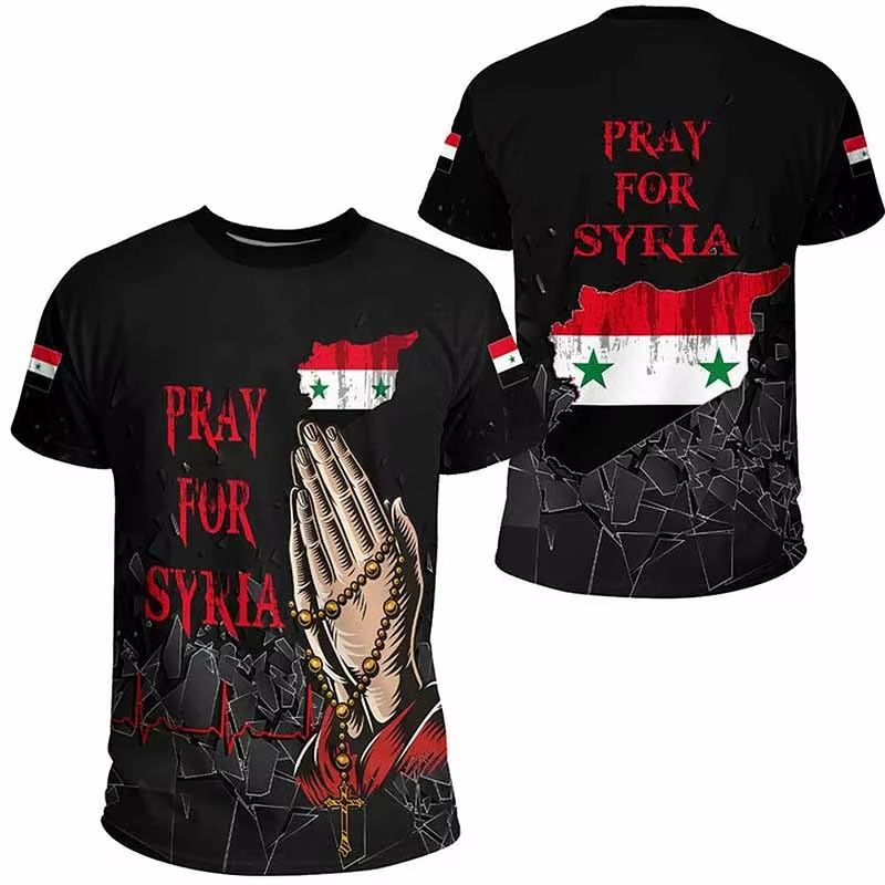 Nowa koszulka piłkarska Syria 3D Print T-shirt Flaga Syrii Koszulka męska/damska Oversize Casual Krótki rękaw T-shirt Unisex Topy Koszulki_voghion.com