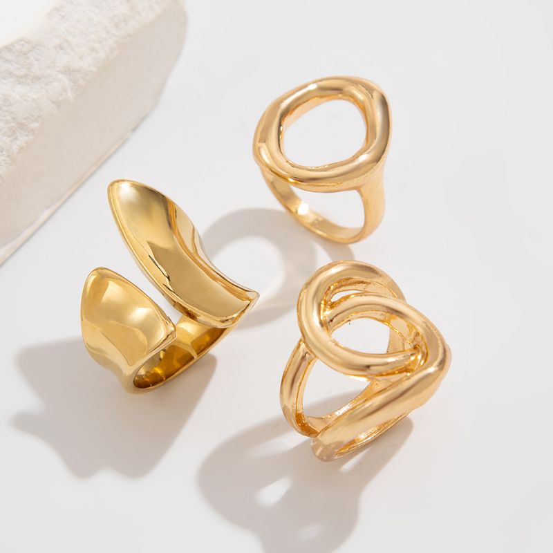 ins liquido linea geometrica anello aperto nicchia design irregolare lava anello mano gioielli donna_voghion.com