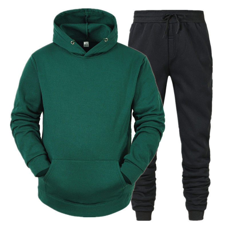 Straight Hoodie Smooth Plate Solid Color Sweater Sport 2 Piece Set Autumn And Winter Fleece_voghion.com