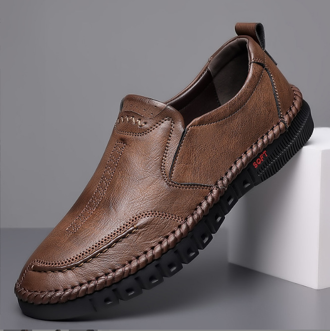 Baita Casual Herrenschuhe mit weicher Sohle, Faule Menschen mit losen Füßen, Ein-Fuß-Pedal-Einzel-Lefu-Schuhe, Bohnenlederschuhe_voghion.com
