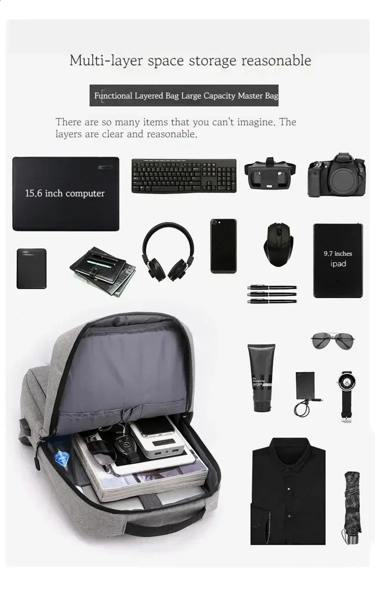Rucksack USB-Ladegerät Tragbare 156 Zoll Freizeit Business Reise Computertasche 250408l_voghion.com