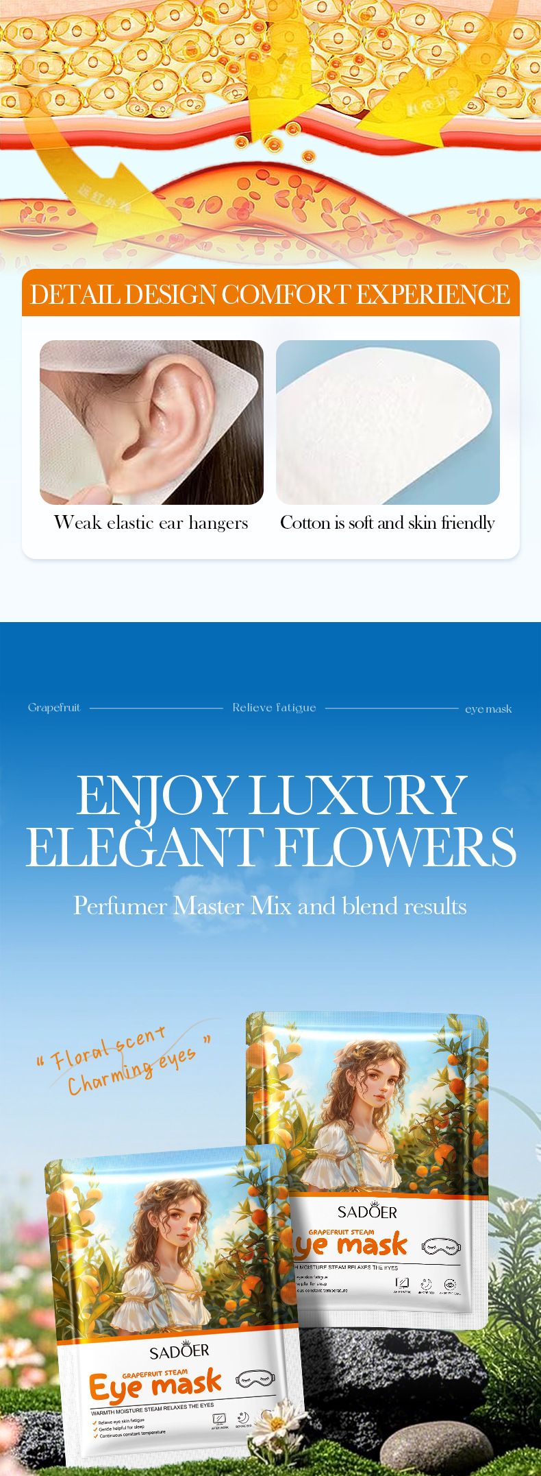 Full English Yuzu Rose Steam SADOER Moisturizing Relieves Dry Eyes Eye Mask_voghion.com