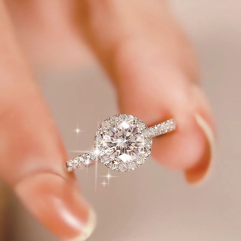 Adjustable Cubic Zirconia Wedding Ring For Women - Elegant Princess Style Stackable Band, Rose Gold/Silver/Gold, Ins Fashion Jewelry_voghion.com