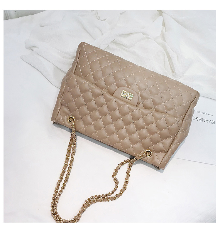 Big Bag Women's 2023 New Trendy Lingge Chain Bag Korean Version One Shoulder Crossbody Bag Fashion Embroidery Handbag_voghion.com