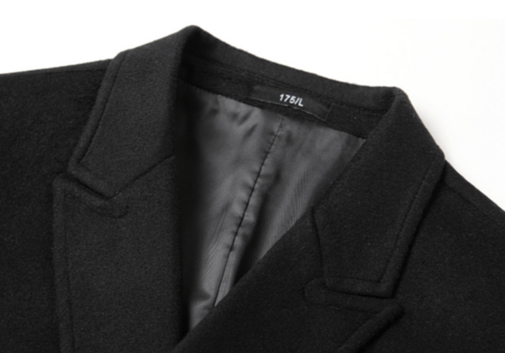 mid-length double-breasted woolen coat men's collar casual slim woolen coat_voghion.com