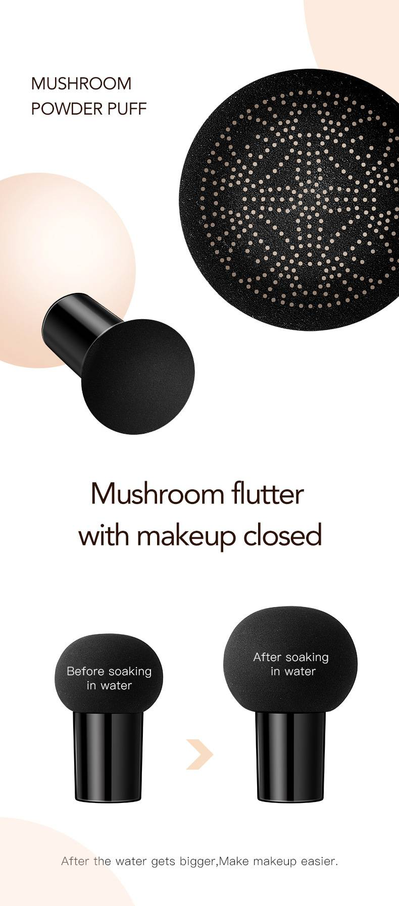 Air Cushion CC Cream Mushroom Head Foundation, Kosteuttava BB Cream Meikki Pitkäkestoinen Matta Peitevoide _voghion.com