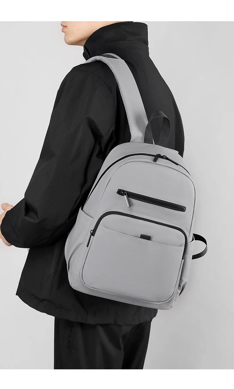 Mochila masculina de cor sólida com zíper, grande capacidade, multiuso, unissex, design moderno, negócios, casual, personalidade, viagem, tudo combina_voghion.com