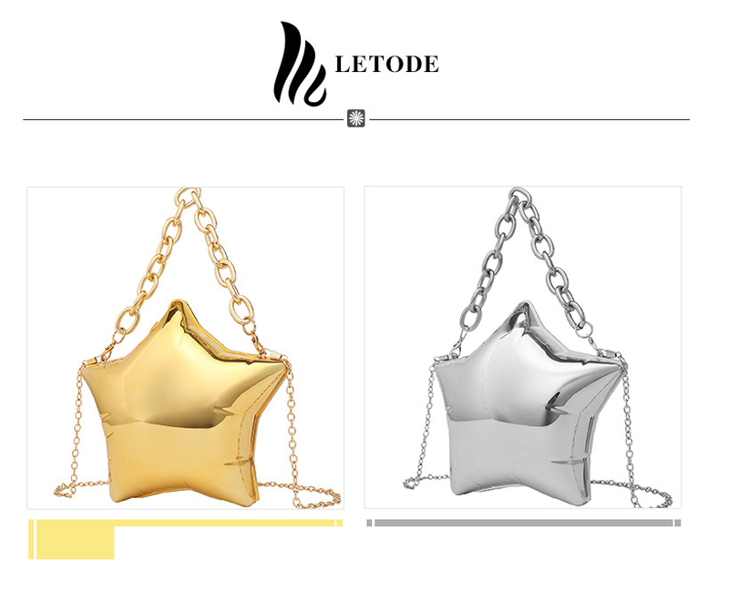 Five pointed Star Dinner Bag Thick Chain Wrist Bag Crossbody Bag Women's Clutch Bag Wedding Party Banquet_voghion.com