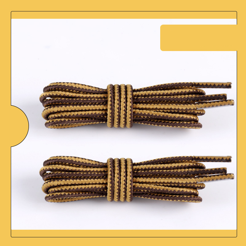 Accessori per scarpe due colori intrecciati giallo marrone marrone grandi stivali gialli Martin stivali resistenti ai calci corda per lacci rotondi un paio_voghion.com