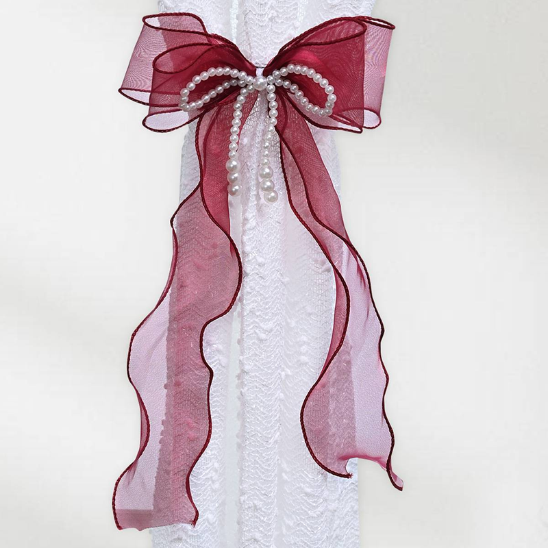 Curtain Decorative Accessories Pearl Bow Tieback For Curtains Elegant Sheer Voile Holder Decorative Window Scarf Clip With Crystal Beads_voghion.com