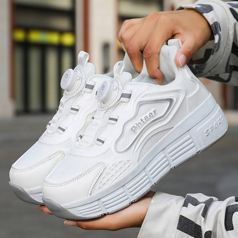 Jugendliche Jungen und Mädchen Kinder Casual Skateboarding Schuhe Abnehmbare Outdoor Sports Zweirädrige Rollschuhe_voghion.com