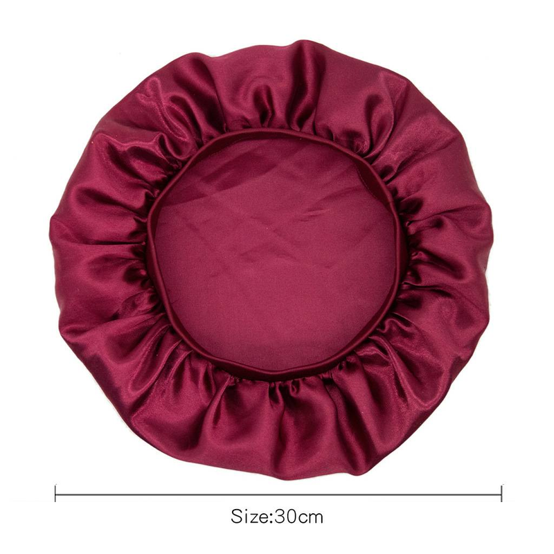 Nuova cuffia da notte in seta, cuffia da doccia elastica in raso con tesa stretta, cuffia rotonda, cuffia per la cura dei capelli a casa_voghion.com