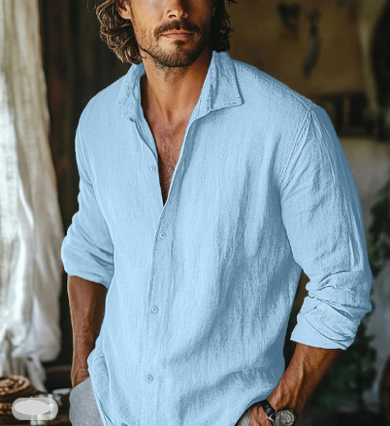 Herrenbekleidung Herren Leinenhemd Knopfhemd Sommer Strandhemd Einfarbig_voghion.com