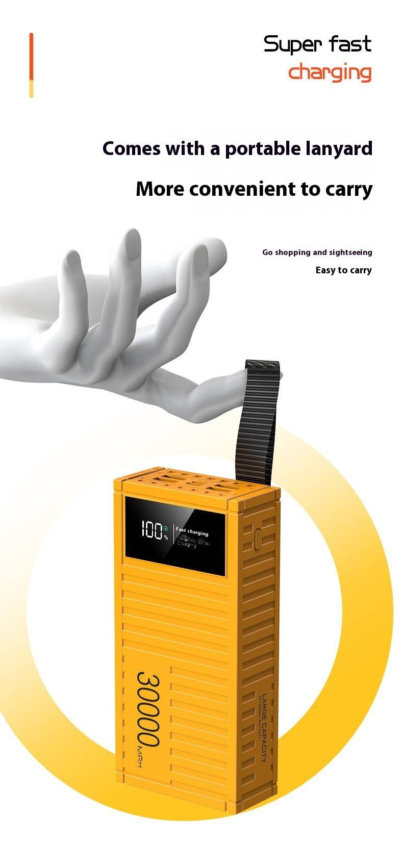 120W Super Fast Charging Power Bank 50000mAh, Compact Portable External Battery Pack With PD22.5W For IPhone 14 Pro, Industrial-Strength PVC Case_voghion.com