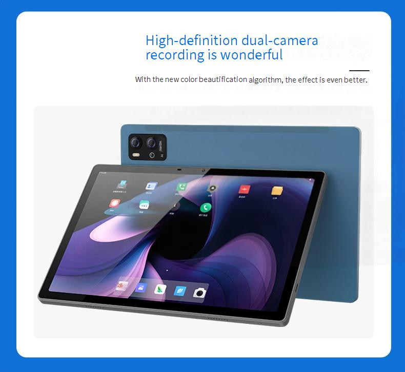 10.1" Octa-Core 4G/5G WiFi Android Tablet - 6GB RAM 128GB Storage, Dual Camera, Bluetooth, HD Display For Online Learning & Gaming (Blue/Gray)_voghion.com