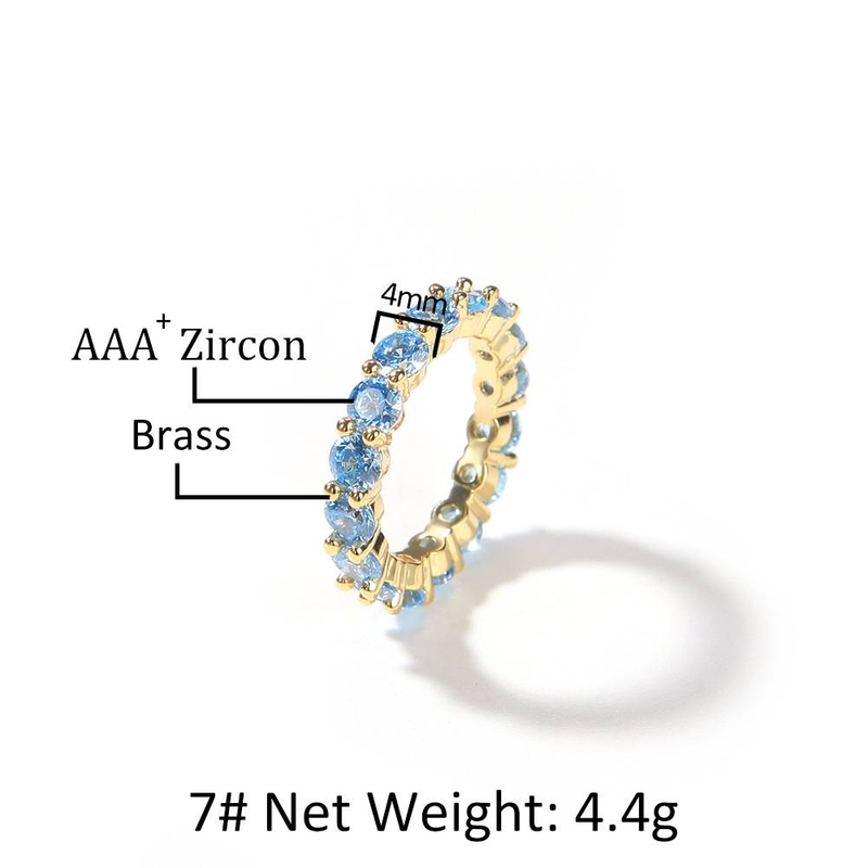 Set di anelli con zirconi cubici da donna e da uomo, design geometrico, anelli impilabili in argento, oro rosa, stile freddo, accessori per anelli con zirconi blu mare_voghion.com
