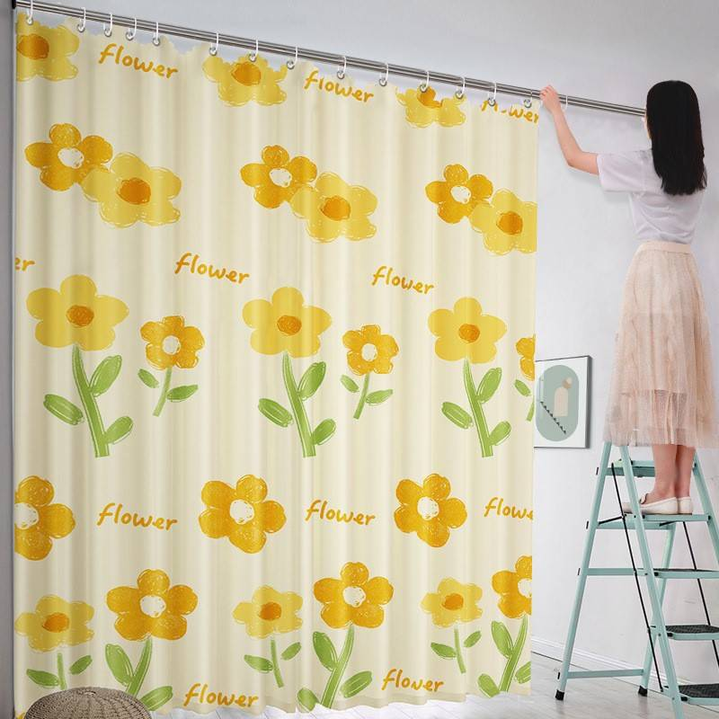 Cortina divisória de poliéster – Design com haste de tensão sem perfuração para quarto e sala de estar (várias cores e tamanhos, inclui ganchos e corda)_voghion.com
