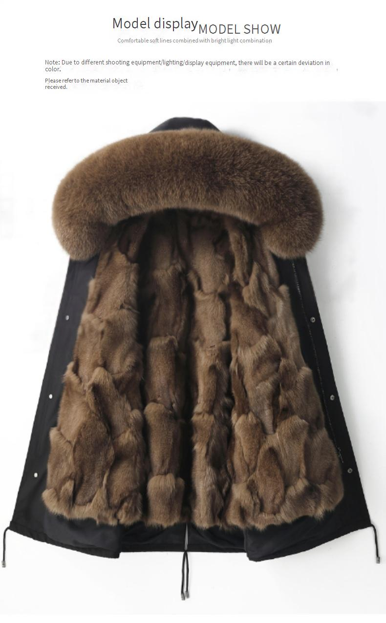 Parka de piel de zorro desmontable para hombre: abrigo de invierno con capucha y forro extraíble (M-6XL, corte entallado, cortavientos, cierre de cremallera)_voghion.com