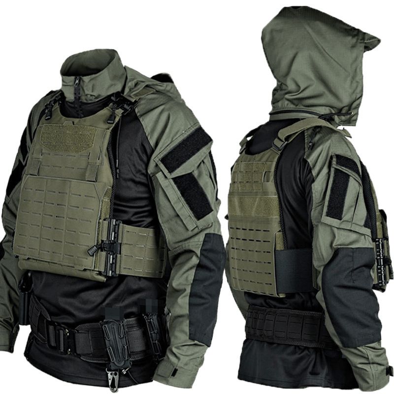 Set di camicia e pantaloni tattici d'assalto - Uniforme militare edizione SP2 | Grigio industriale e mimetico | Antivento e ignifugo_voghion.com