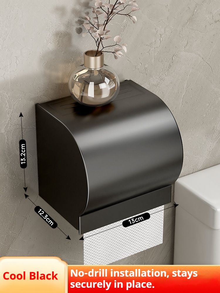 Modern Wall-Mounted Toilet Paper Holder – Rustproof & Waterproof, No-Drill Adhesive Mounting, Space-Saving Bathroom Organizer_voghion.com