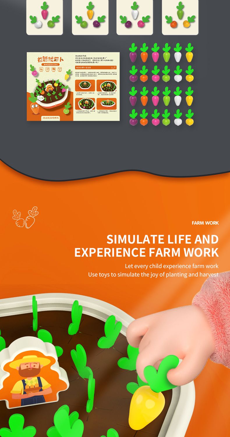 Early Education Radish Pulling Game Table Game Toys Baby Grip Strength Training Puzzle Toy Classic Radish Pulling Game For Kids_voghion.com