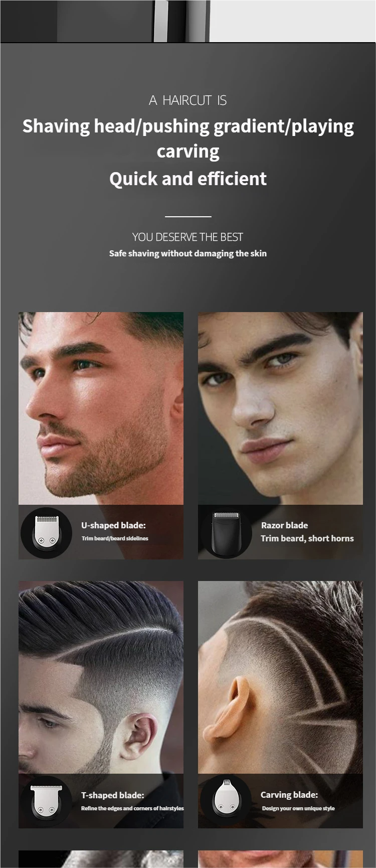 Household Hair Clipper, Multi-functional Oil Head Engraving, Water Washing, Digital Display, High-power Silent Hair Salon Electric Clipper_voghion.com