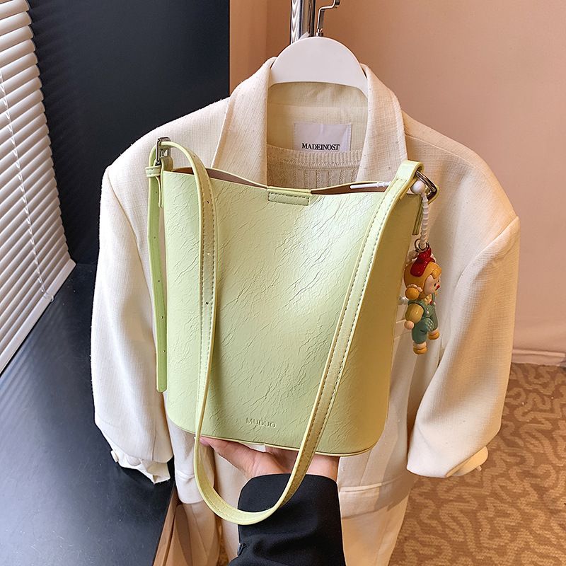 Borsa a secchiello da donna, versione coreana, semplice, con texture a tracolla, modello 2025, per ufficio, pendolarismo, borsa da donna alla moda_voghion.com