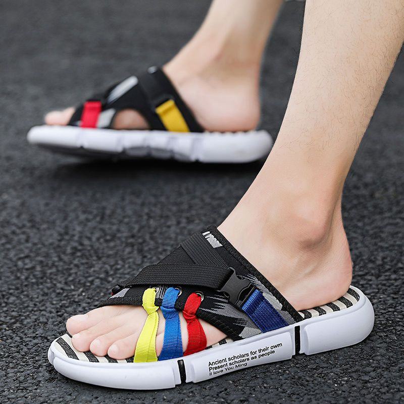 Hausschuhe im Sommer, rutschfest, One-Word-Slipper, China-Chic Outdoor, Cool, Trawl, Red Ins, Strandschuhe, Herrenschuhe_voghion.com