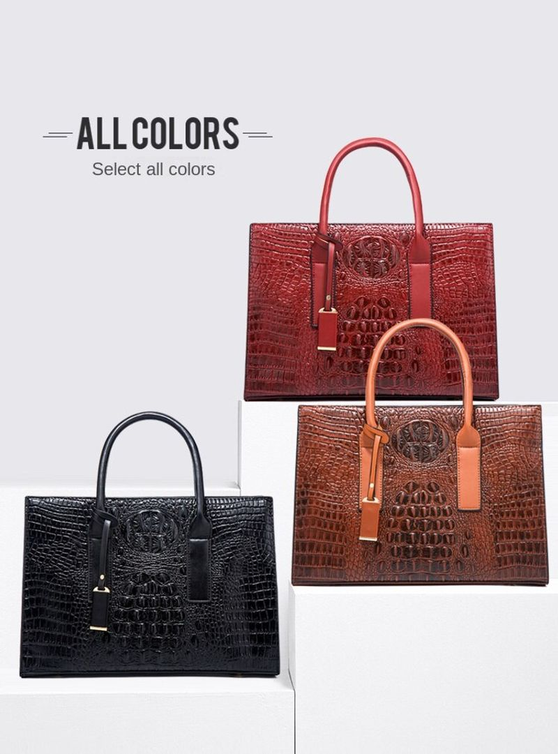 Umhängetasche Neu eingeführte hochwertige Handtasche mit Krokodilmuster Modische und großvolumige dreiteilige Tasche_voghion.com