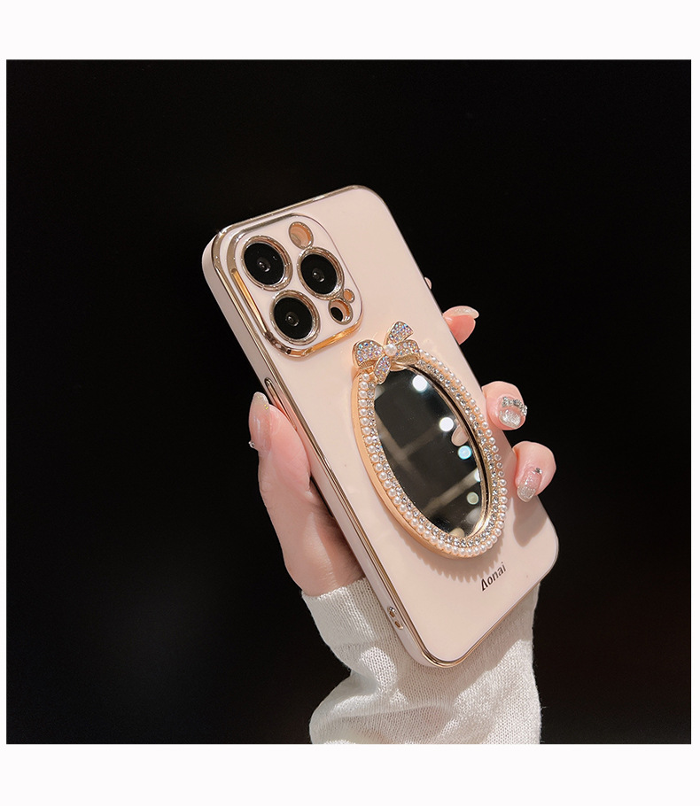 Mobiltelefon tok iPhone15promax mobiltelefon tok gyöngyházfényű tükör divatos új Apple 14 galvanizált szilikon 13 gyémánt berakásos_voghion.com