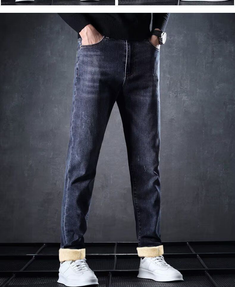 High-End-verdickte Jeans mit Plüsch 2025 Neue Winter lose gerade Bein warme lässige lange Hosen für Männer_voghion.com