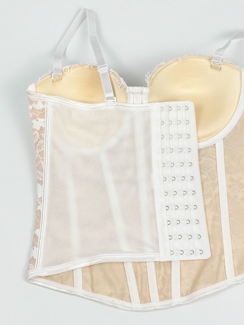 Damenbekleidung Hot Girl Schwarze Spitze Innenträger High-End-Oberbekleidung Körperformender BH mit gerafftem Fischgrätenmuster_voghion.com