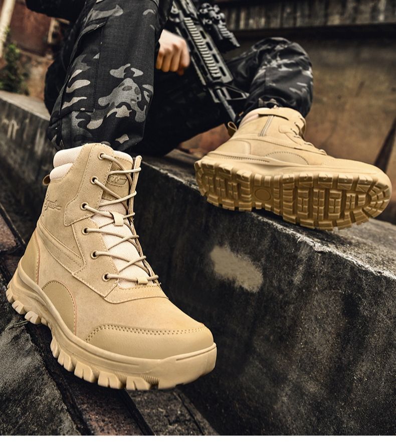 Outdoor High-Top-Stiefel Herren Casual Combat Boots Herren Weiche, verschleißfeste, rutschfeste Schnürschuhe, flache, bequeme Wanderschuhe Herren_voghion.com