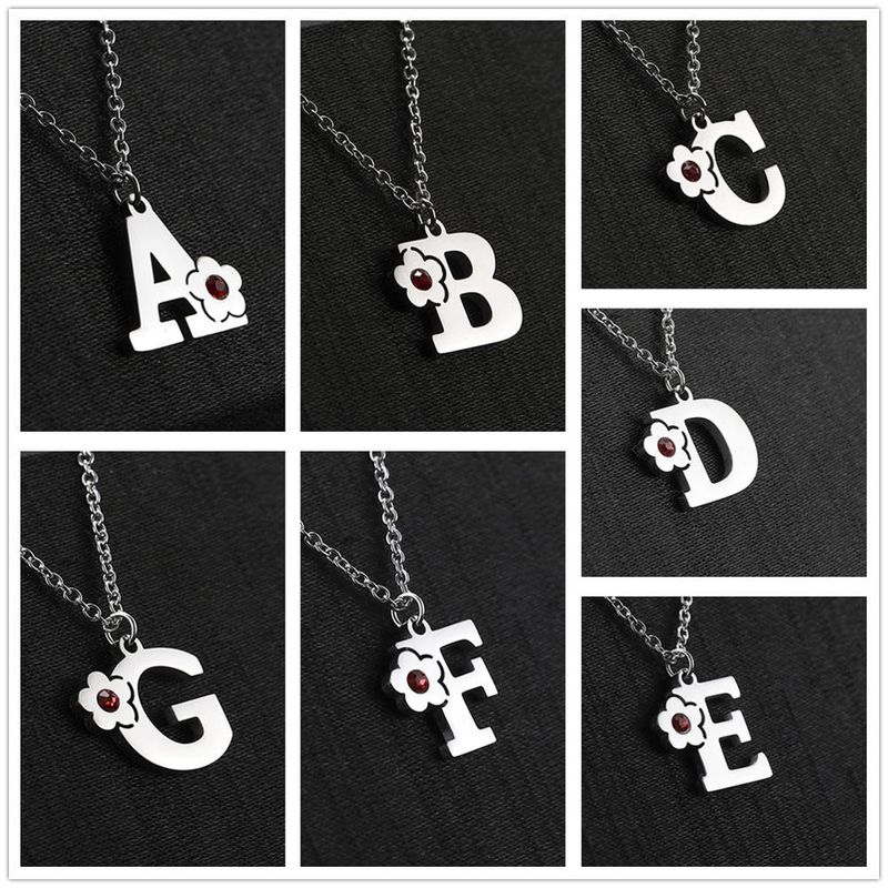 Collar con inicial de acero inoxidable con letras mayúsculas de cristal Skyrim para mujer, colgante con alfabeto A-Z, gargantilla, tendencia 2024_voghion.com