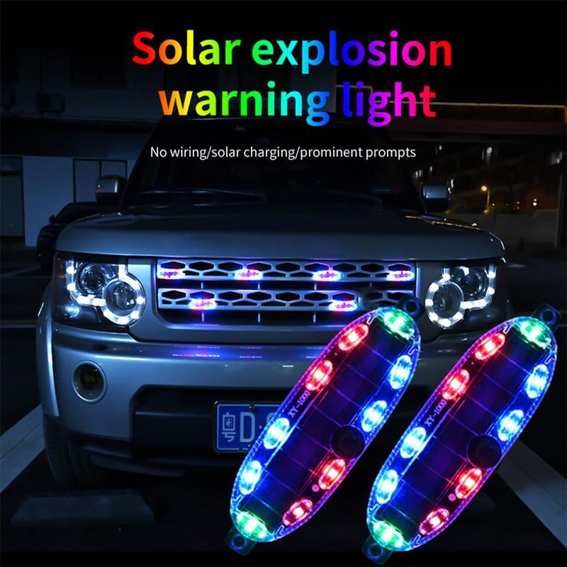Motociclo elettrico triciclo avvertimento auto LED lampeggiante luce decorativa, luce solare anti-collisione posteriore_voghion.com