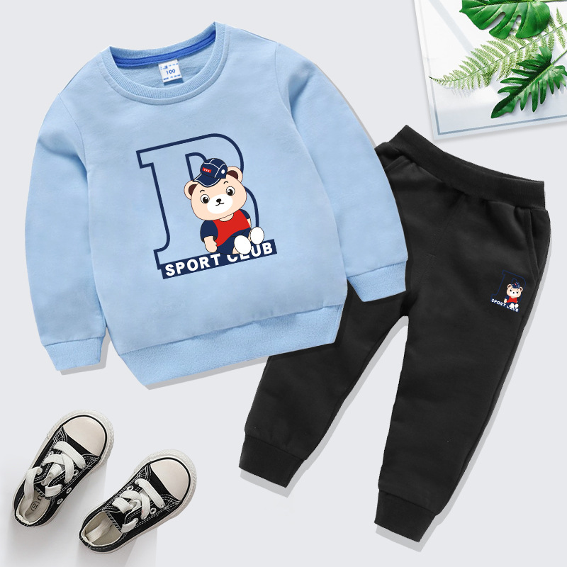 Abbigliamento per bambini ragazzi primavera nuovo set di felpe da cartone animato per bambini più grandi set di due pezzi di pantaloni della tuta in spugna di cotone primaverile e autunnale_voghion.com