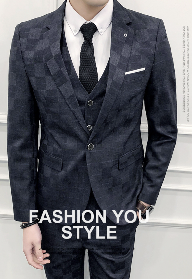 Men's Clothing 2024 New Men's Three-Piece Plaid Suit Men's Suit Plaid Suit Suit Men's Suit Three-Piece Suit_voghion.com