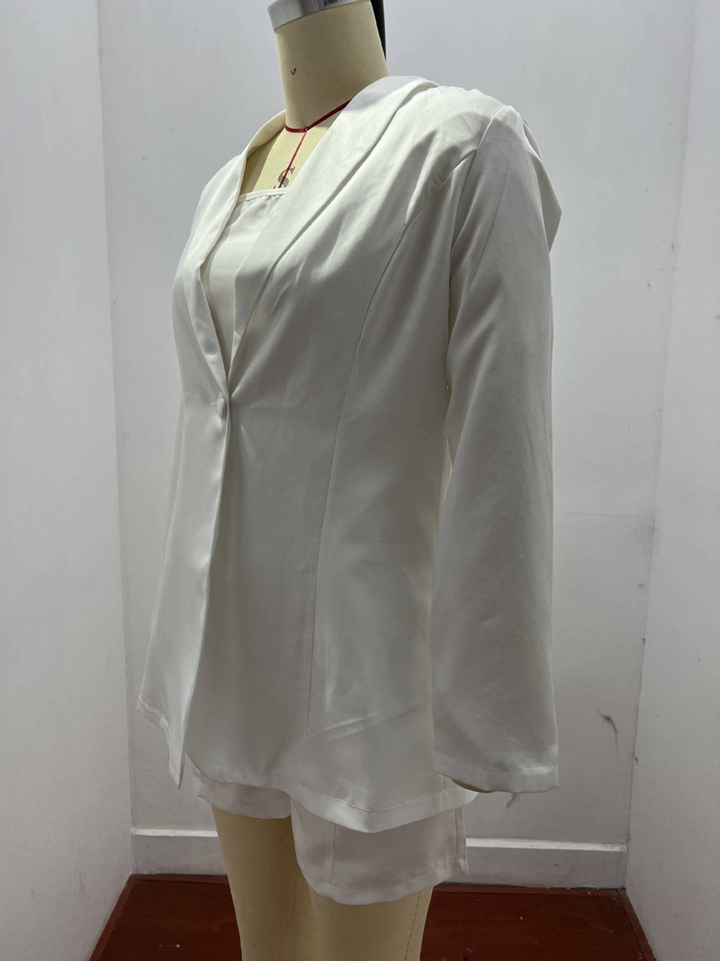 2023 Spring/Summer Solid Tank Top Suit Coat Fashion Temperament High Waist Shorts Three Piece Women's Wear_voghion.com