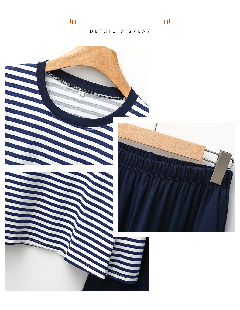 Erkek giyim Erkek çizgili pijama büyük boy uzun kollu pantolon takım elbise ilkbahar ve sonbahar yeni ev kıyafetleri dışarıda giyilebilir pijama takımı_voghion.com
