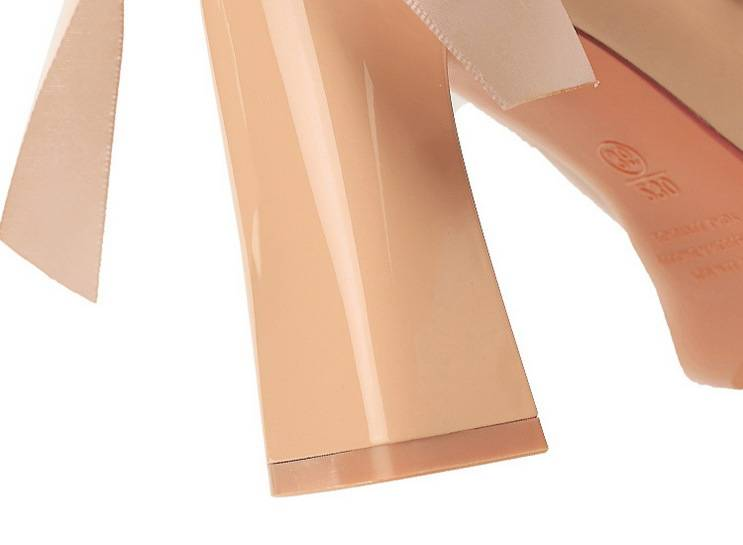 Sweet bow pearl chain chunky heels square toe line with patent leather waterproof platform shoes_voghion.com