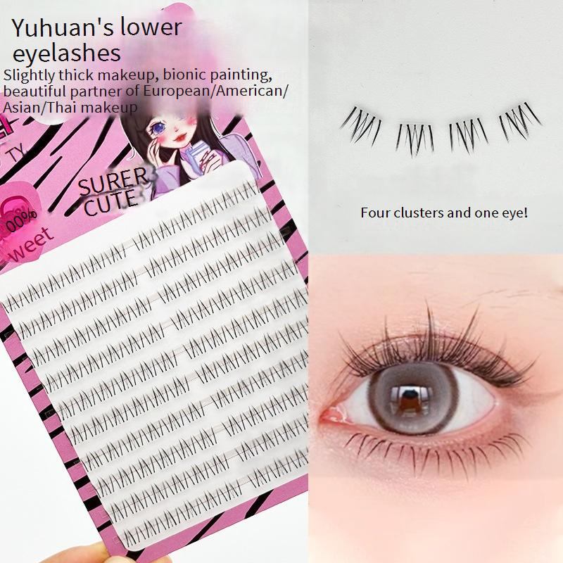 Kunstripsmed Neli kaunitari alumised ripsmed 10 rida alumisi ripsmeid Naturaalne simulatsioon Ühe klastri laisad kunstripsmed_voghion.com